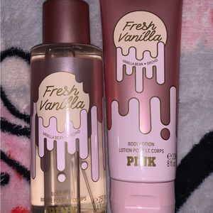 VS PINK fresh vanilla body mist and lotion! completely full smells amazing! :)